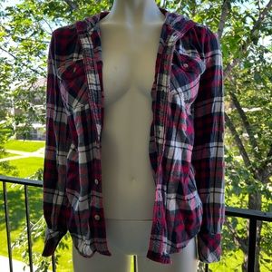 TNA plaid hooded flannel